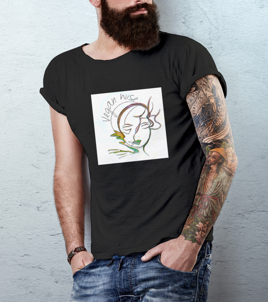 Vegan Wise Abstract Face Line T-Shirt