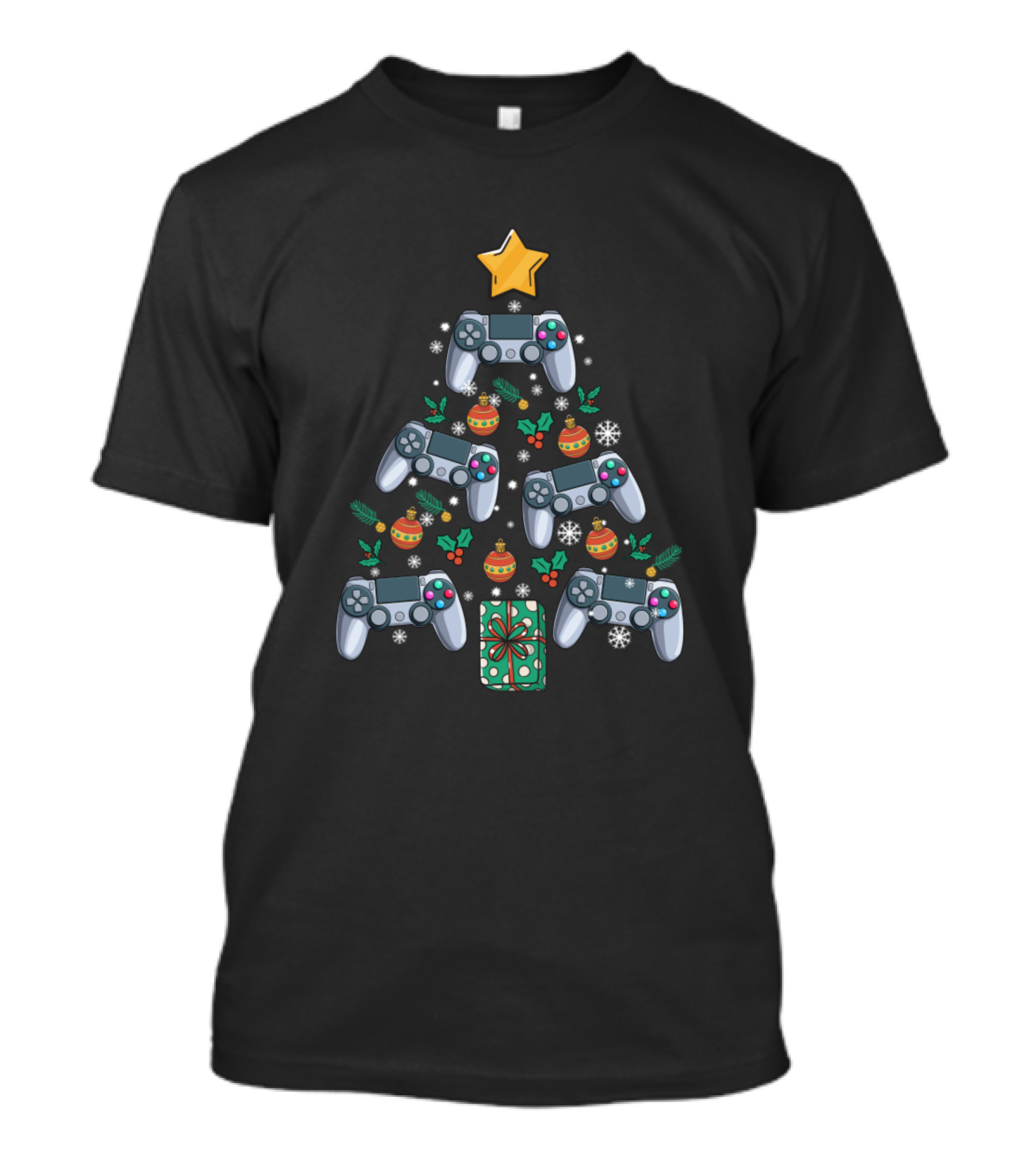 Funny Video Gamer Christmas Tree With Video Controller Decorations T-Shirt