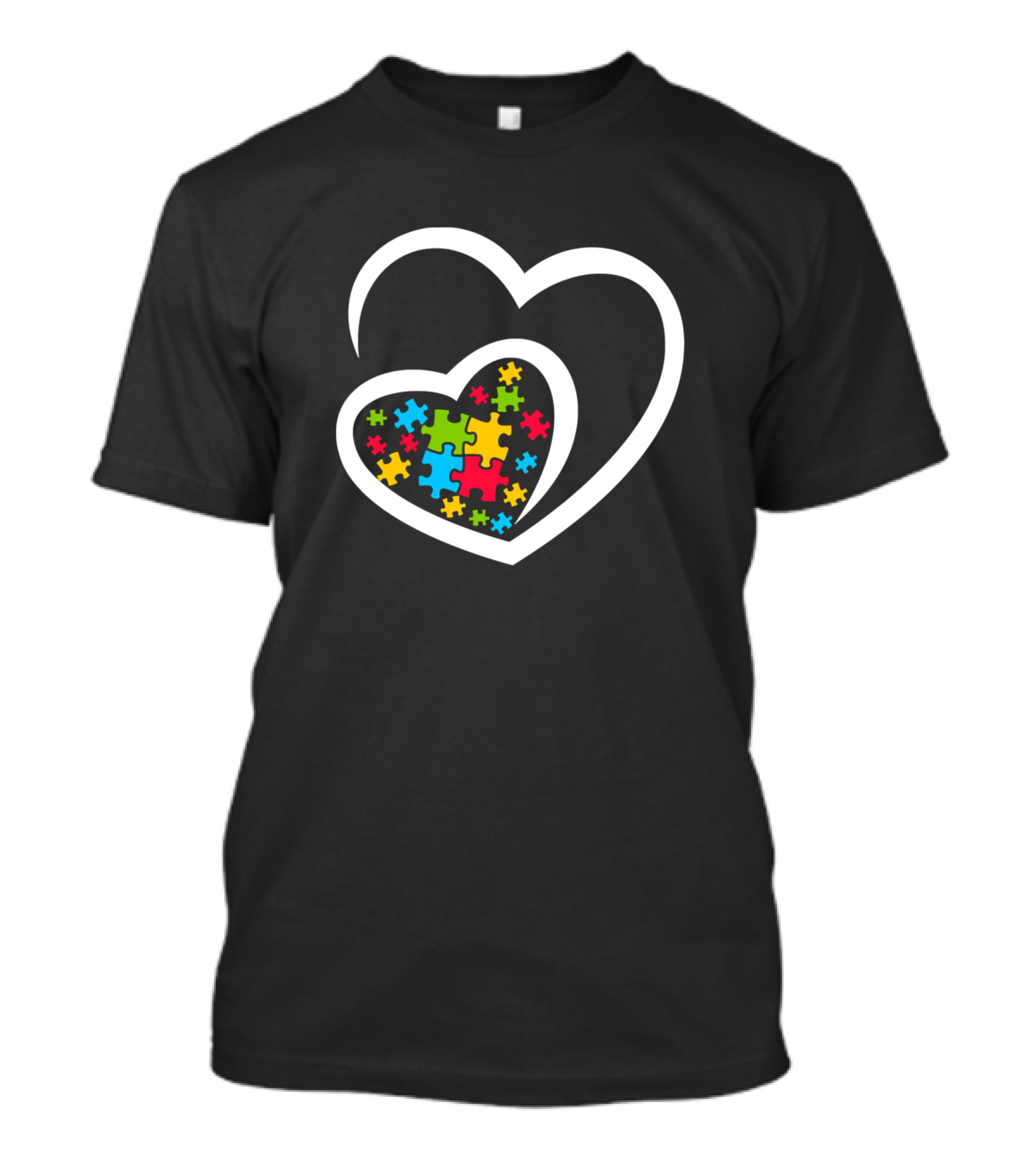 Puzzle Piece Heart Ribbon Autism Awareness Love T-Shirt