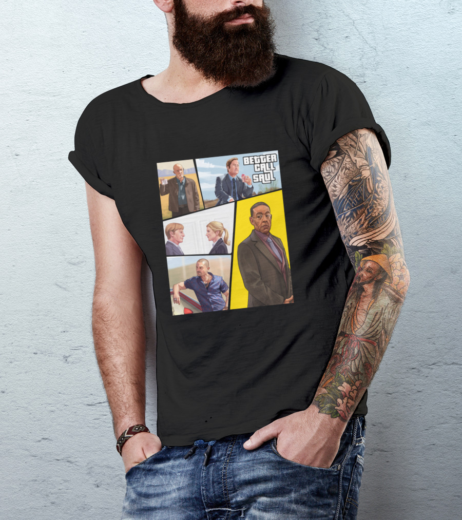 Better Call Saul Grand Theft Auto Style Characters Collage T-Shirt