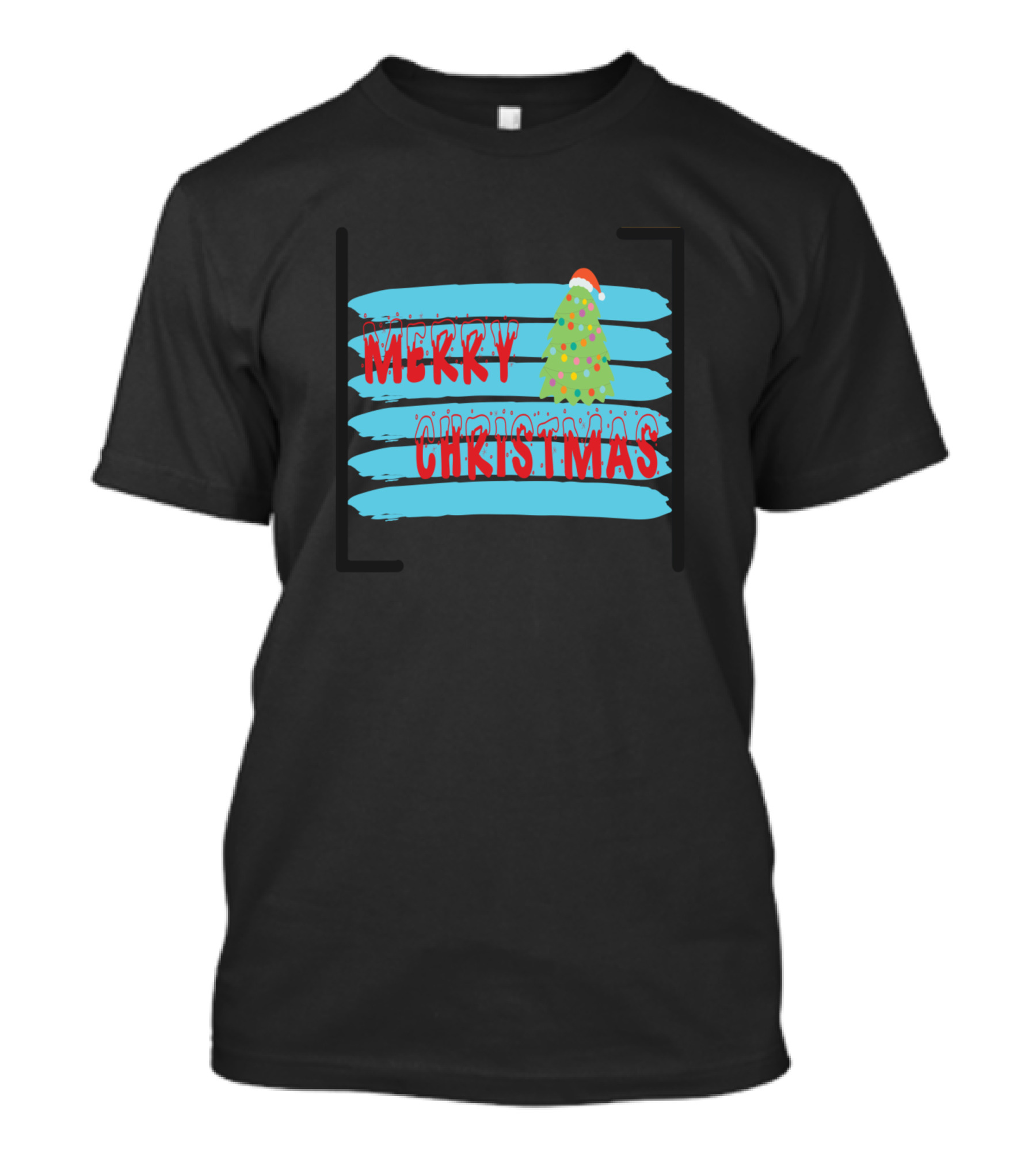 Merry Christmas Tree With Santa Hat T-Shirt