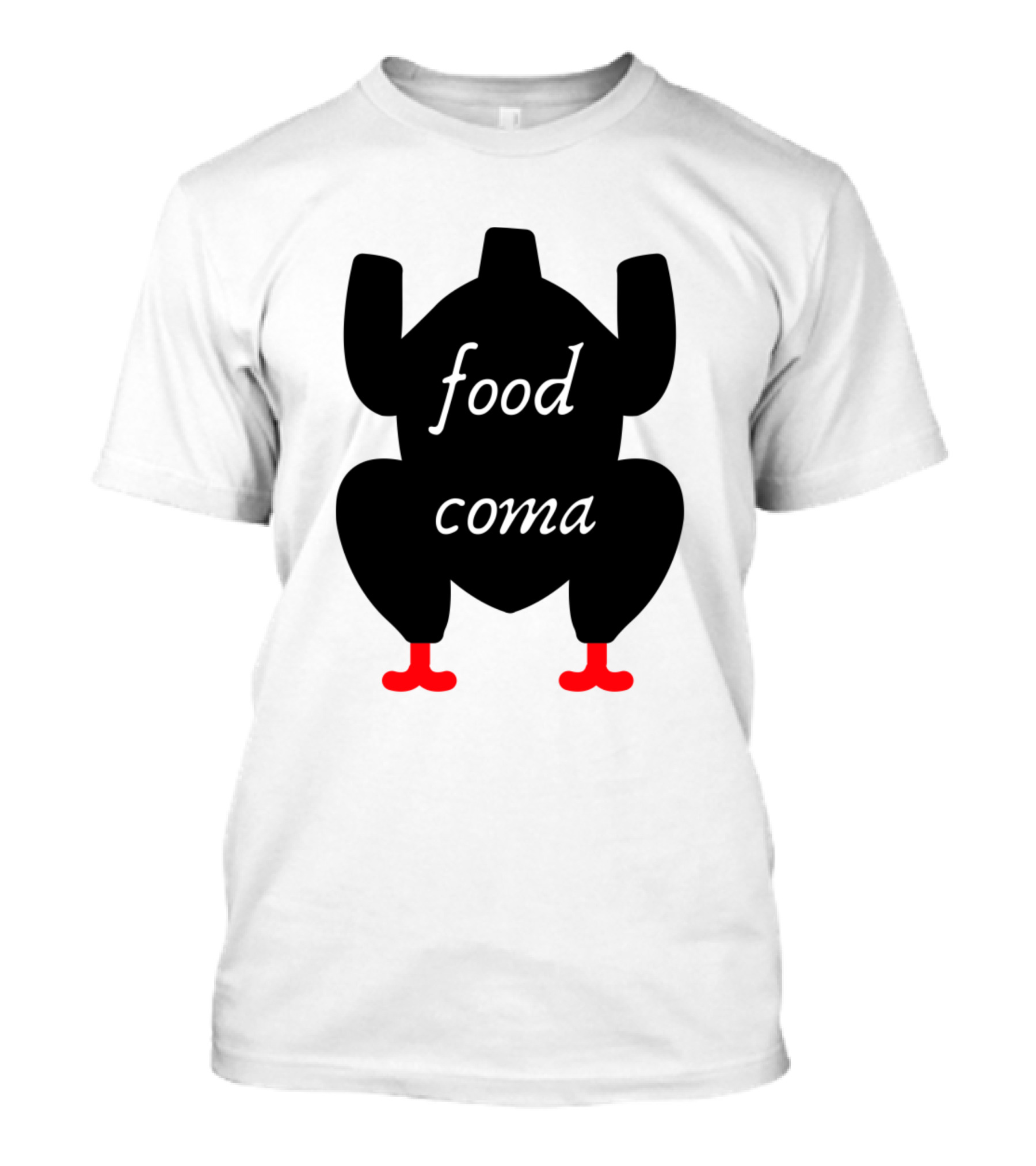 Food Coma Turkey Silhouette Classic Red Feet T-Shirt