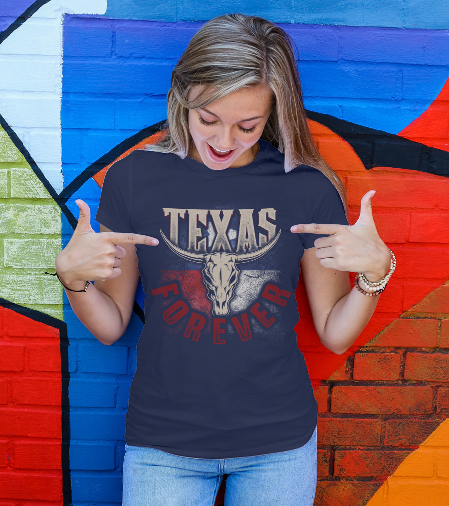 Texas Forever Longhorn Skull State Pride T-Shirt