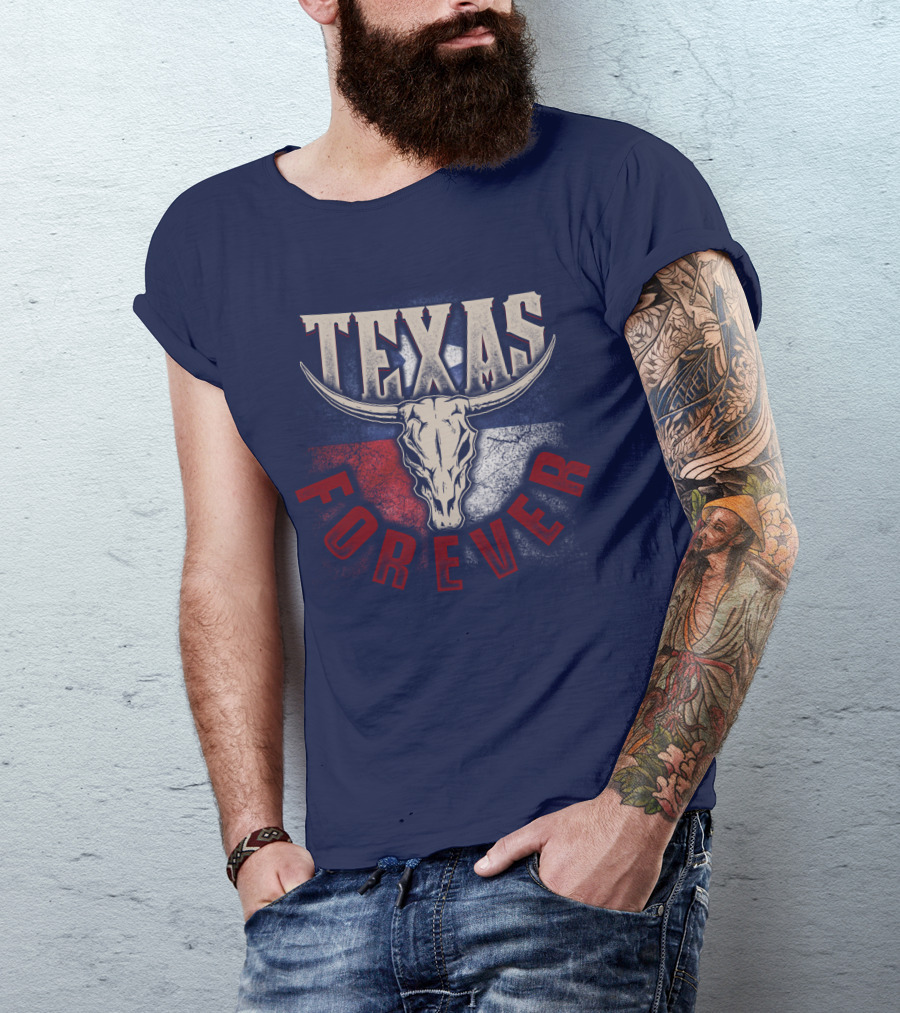Texas Forever Longhorn Skull State Pride T-Shirt