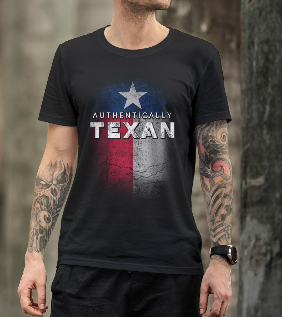 Authentically Texan Lone Star Flag Style T-Shirt