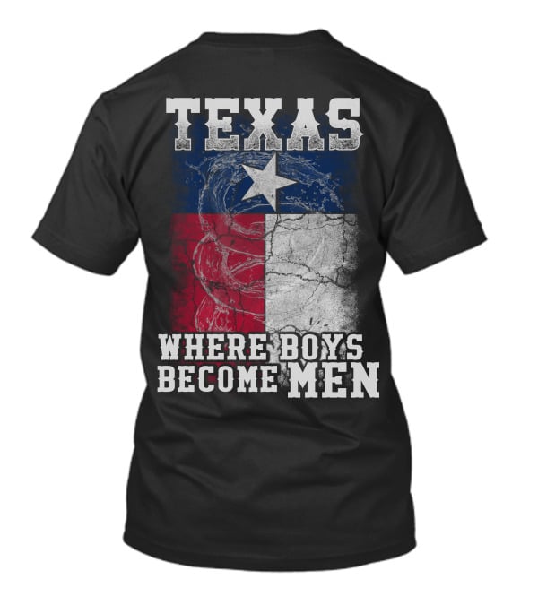 Texas Where Boys Become Men Lone Star Flag Cracked T-Shirt