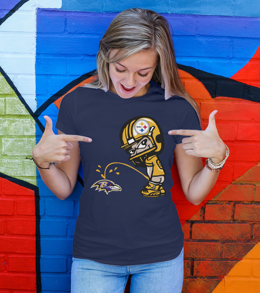 Steelers Vs. Ravens Rivalry Cartoon Helmet T-Shirt