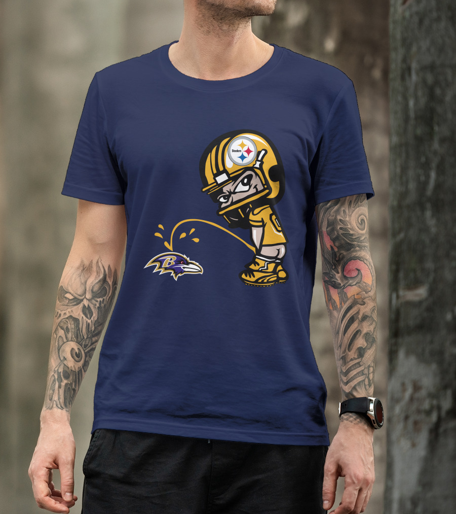 Steelers Vs. Ravens Rivalry Cartoon Helmet T-Shirt