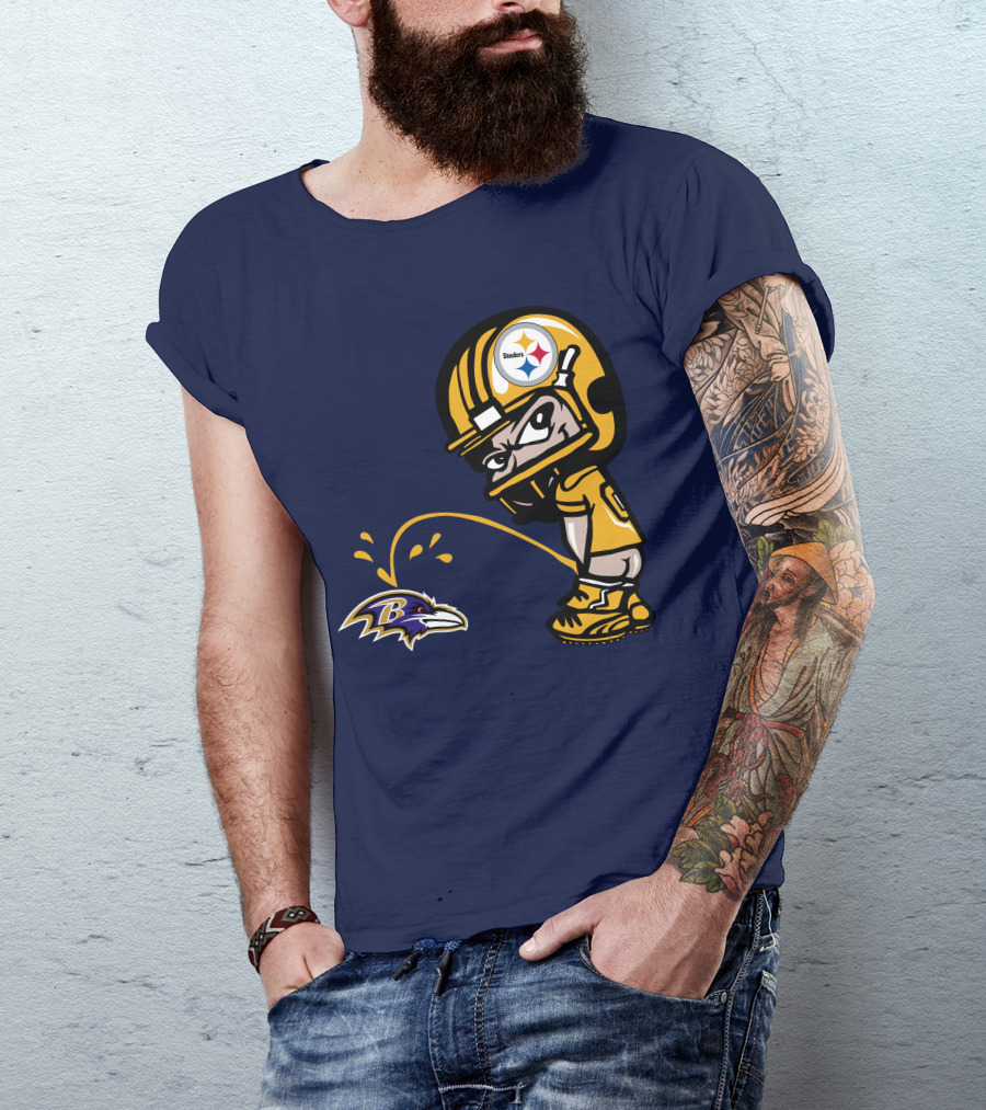 Steelers Vs. Ravens Rivalry Cartoon Helmet T-Shirt