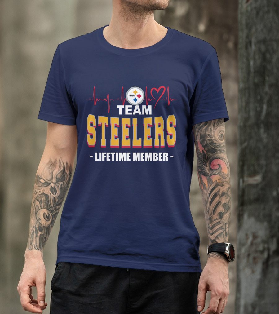 Team Steelers Lifetime Member Pittsburgh Steelers Heartbeat T-Shirt