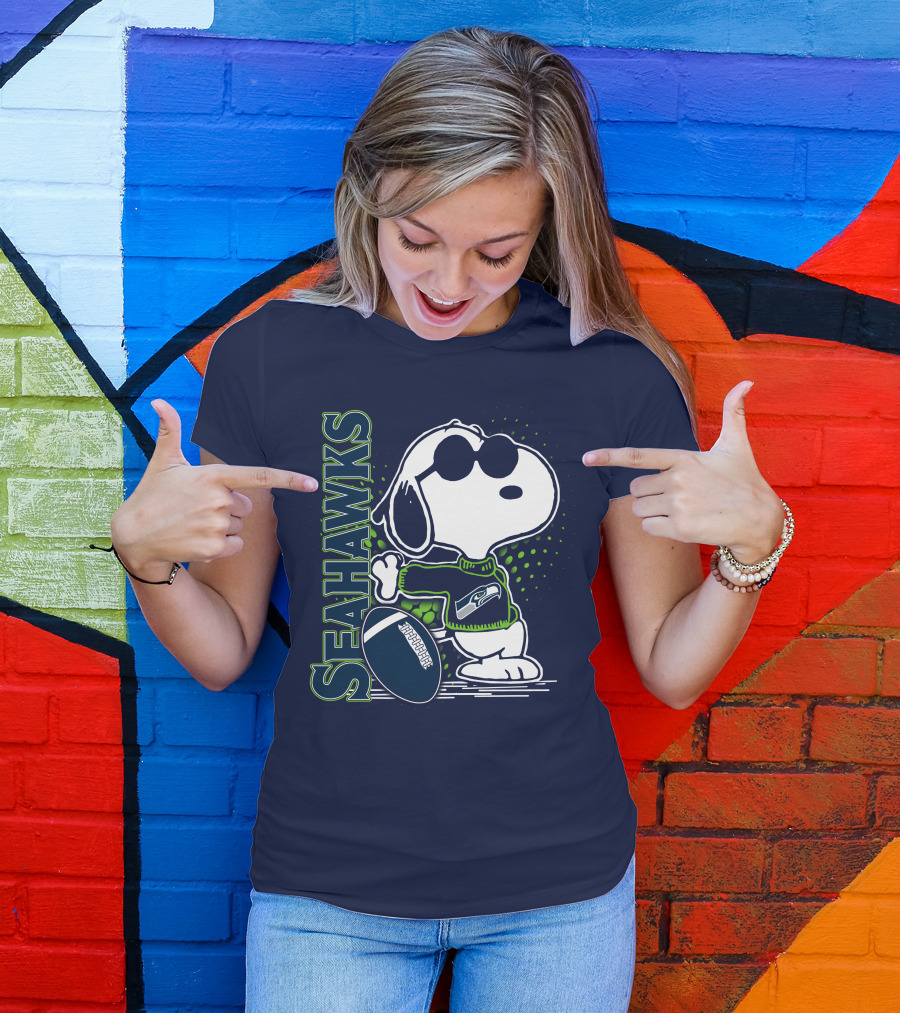 Seattle Seahawks Snoopy Football T-Shirt