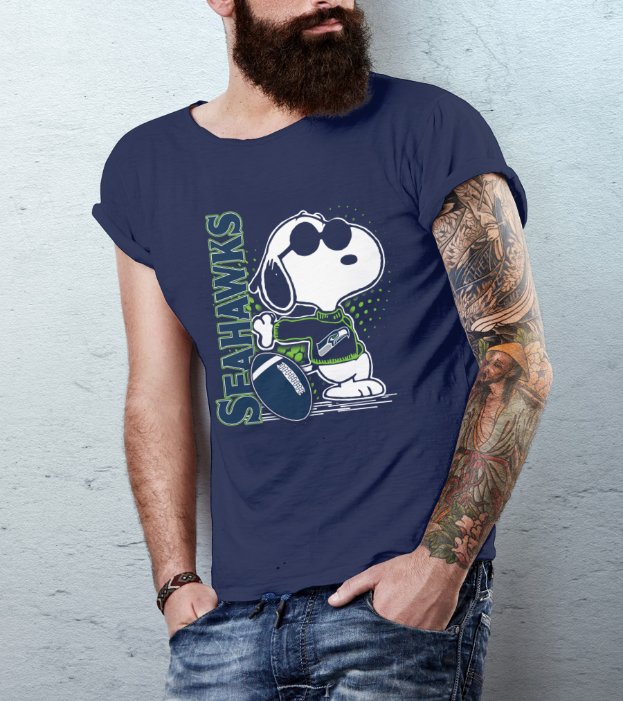 Seattle Seahawks Snoopy Football T-Shirt
