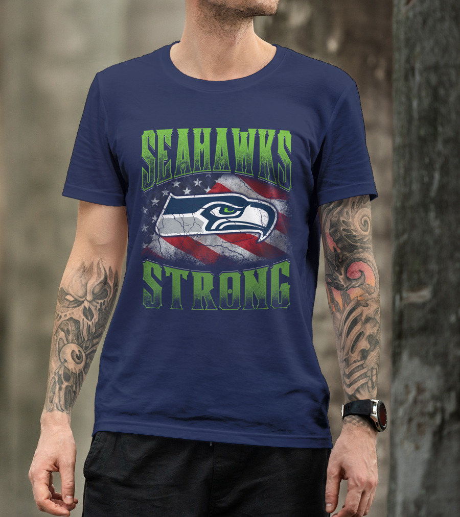 Seattle Seahawks Strong American Flag T-Shirt