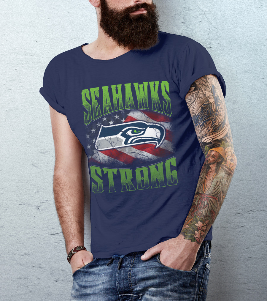 Seattle Seahawks Strong American Flag T-Shirt