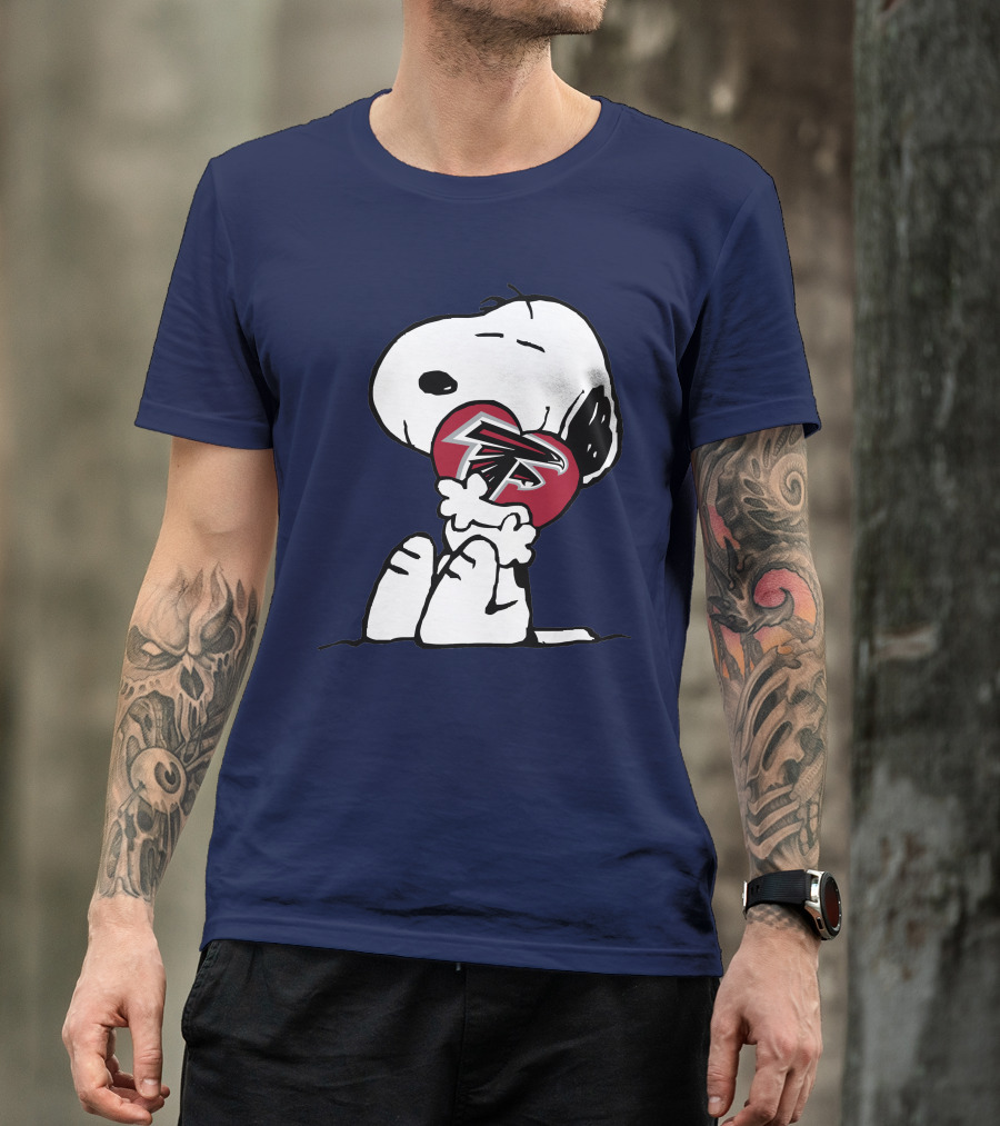 Snoopy Atlanta Falcons Logo Heart Hug T-Shirt