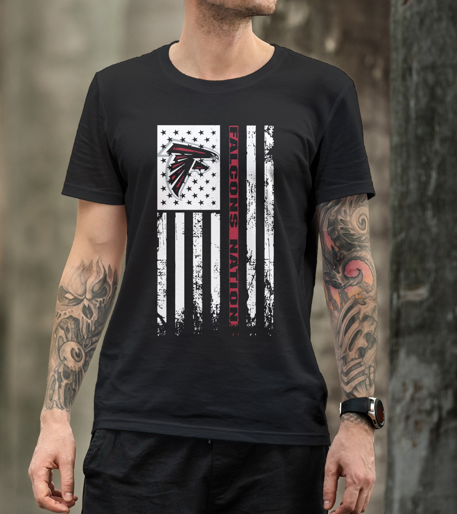 Falcons Nation Atlanta Falcons Logo Flag Stars And Stripes T-Shirt