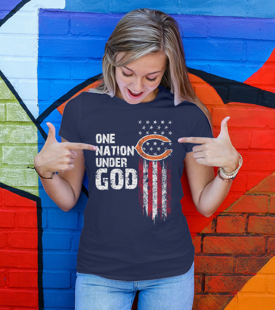 One Nation Under God Chicago Bears American Flag T-Shirt