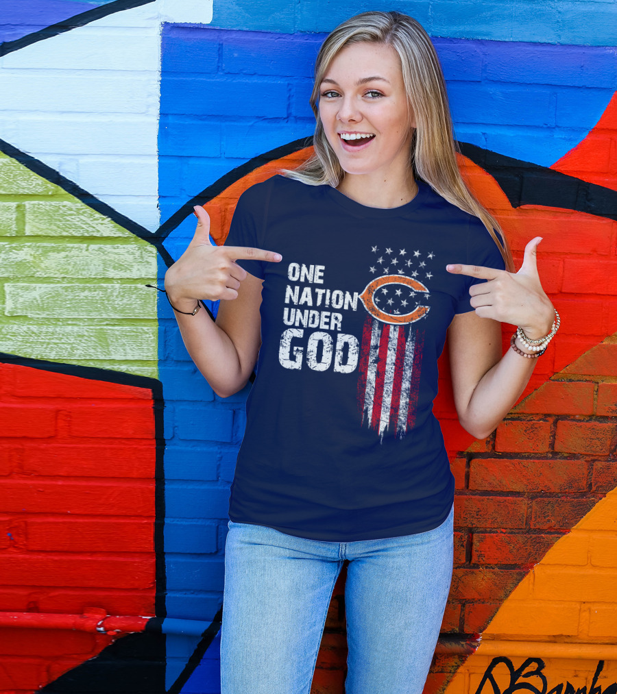 One Nation Under God Chicago Bears American Flag T-Shirt