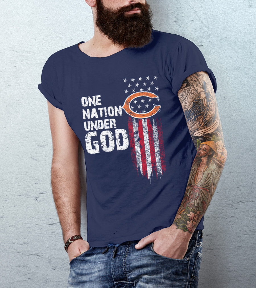 One Nation Under God Chicago Bears American Flag T-Shirt