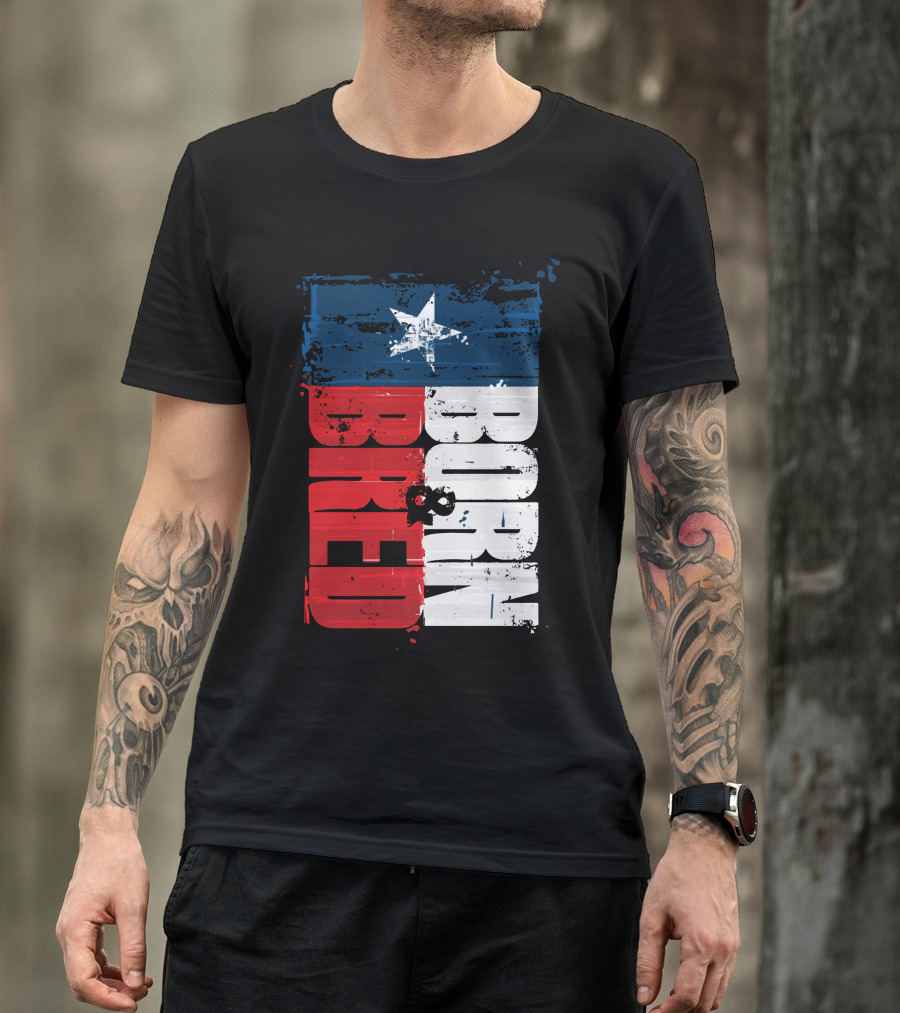 Born & Bred Texas Flag Star Grunge Style T-Shirt