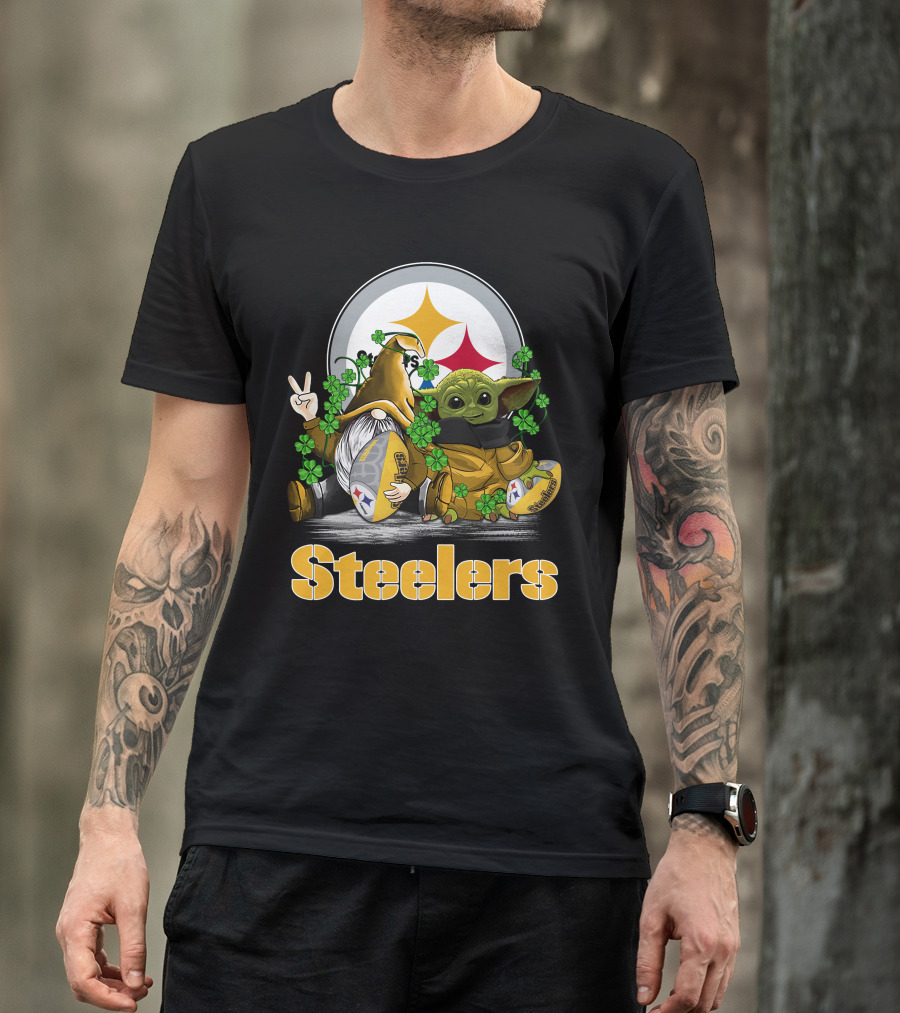 Steelers Shamrock Gnome And Green Alien Football T-Shirt