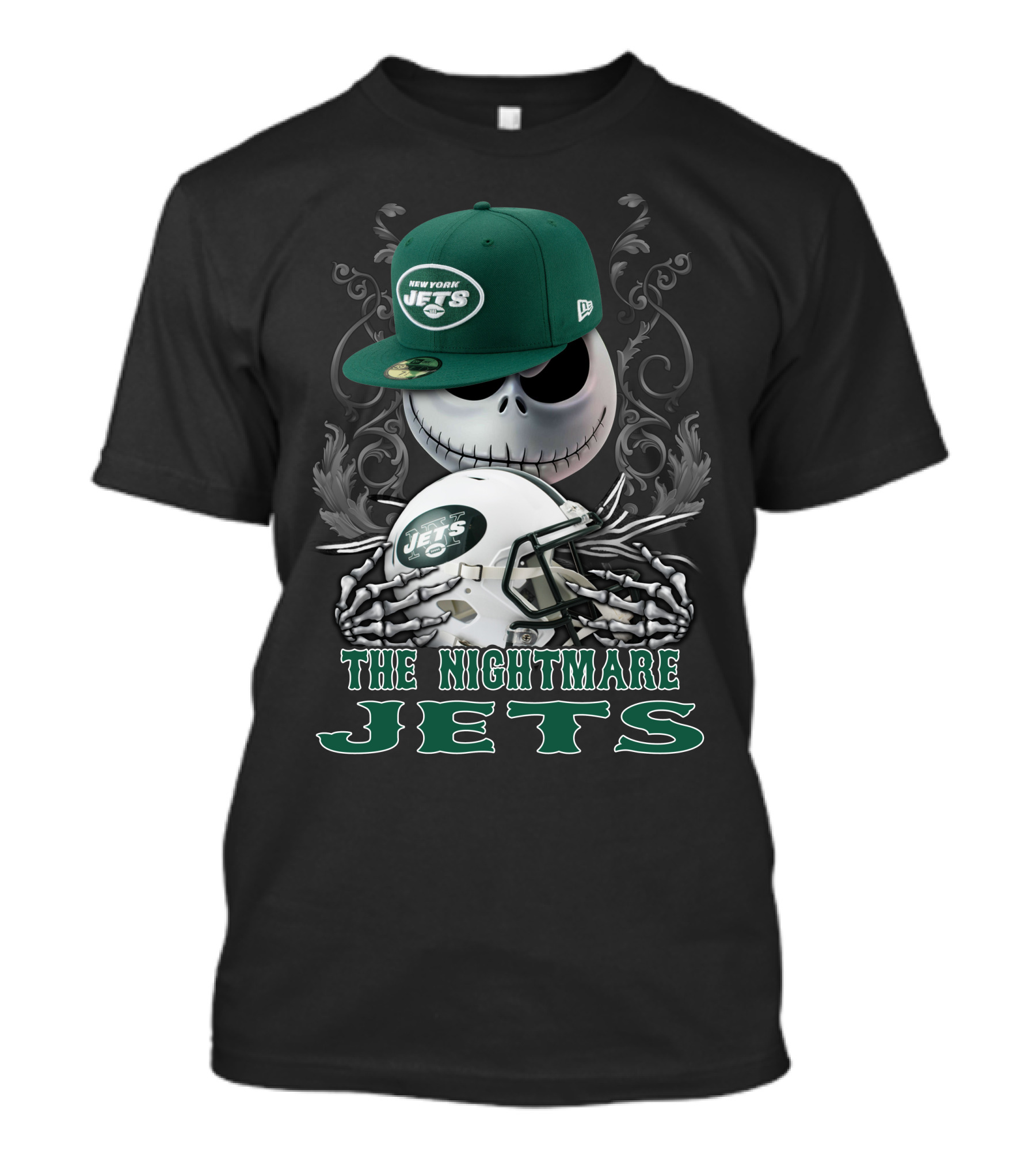 New York Jets The Nightmare Skellington Helmet T-Shirt