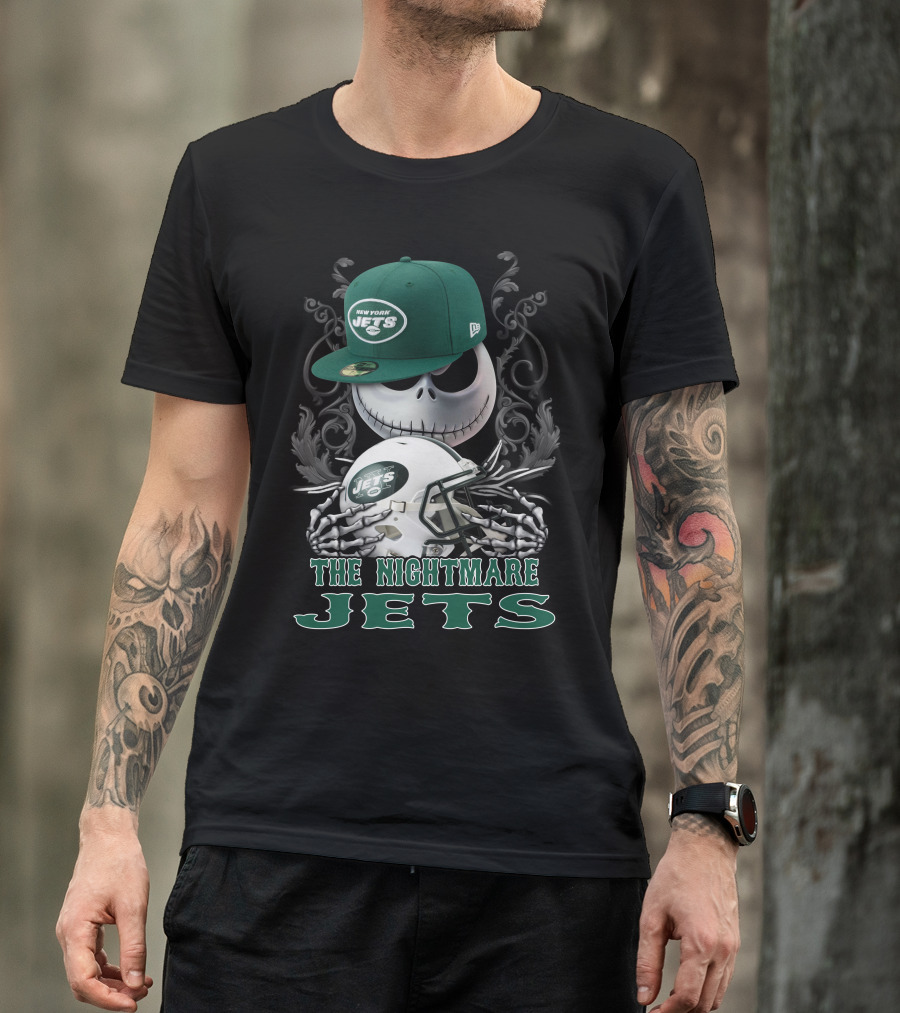 New York Jets The Nightmare Skellington Helmet T-Shirt