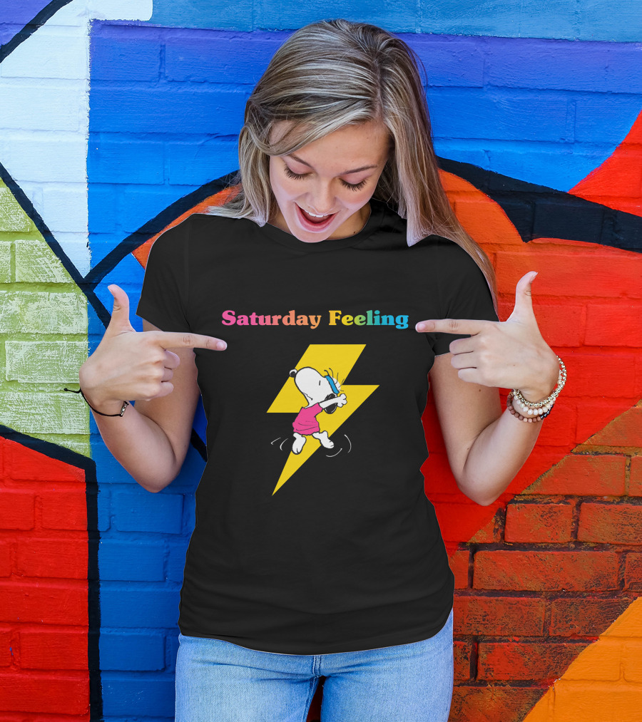 Saturday Feeling Snoopy Dancing Lightning Bolt T-Shirt