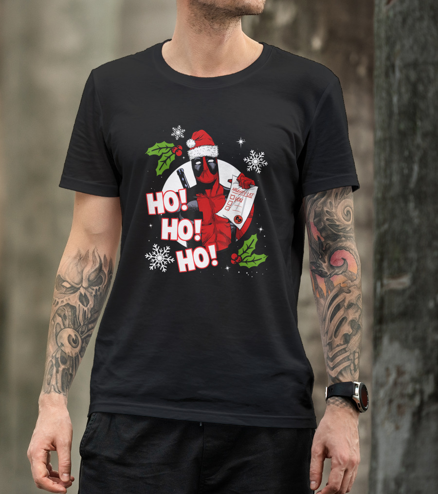 Deadpool Naughty List Ho Ho Ho Christmas T-Shirt