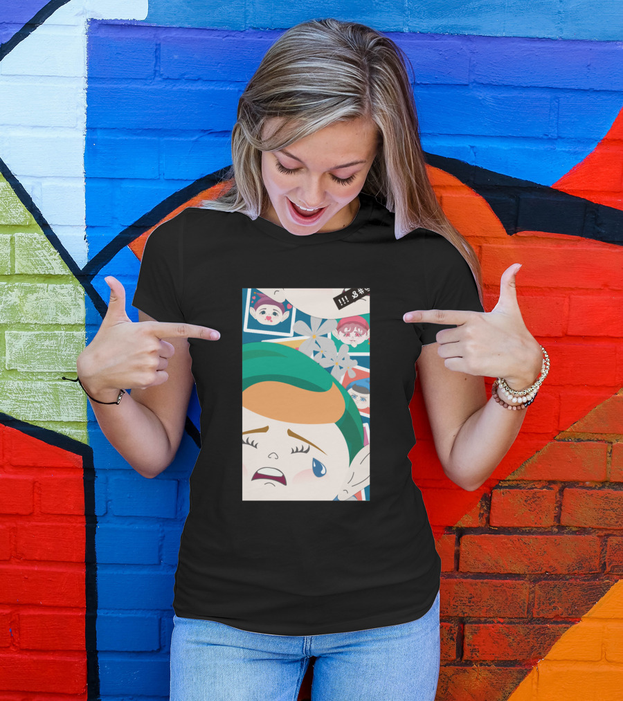 All Out Weeping Piximoji With Floral Background And Expressive Faces T-Shirt