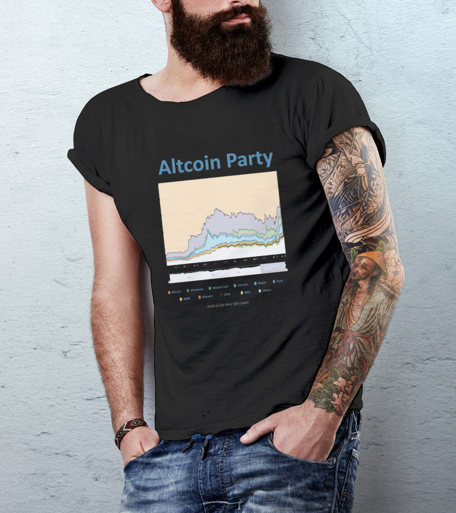 Altcoin Party Hold On For Dear Life Crypto Chart Featuring Bitcoin Ethereum Ripple NEO T-Shirt