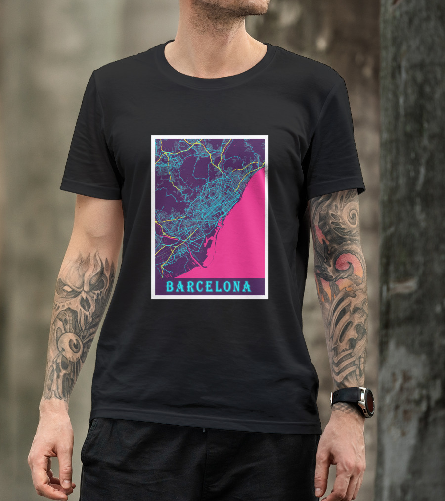 Barcelona Neon City Map 1670368 T-Shirt