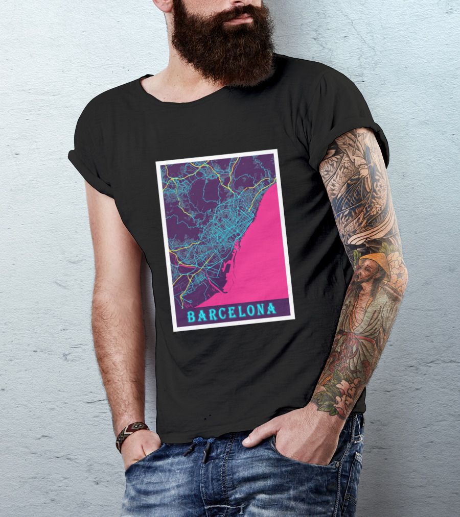 Barcelona Neon City Map 1670368 T-Shirt