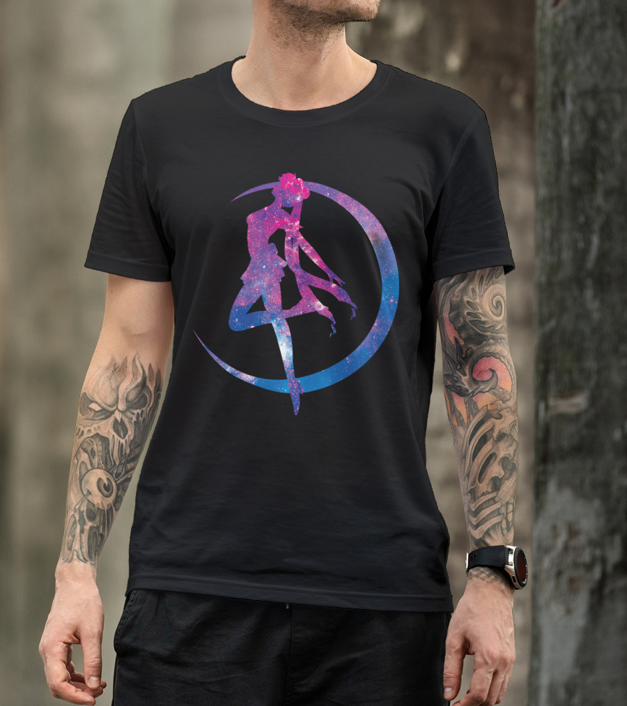 Sailor Moon Galaxy Silhouette Lunar Pose T-Shirt