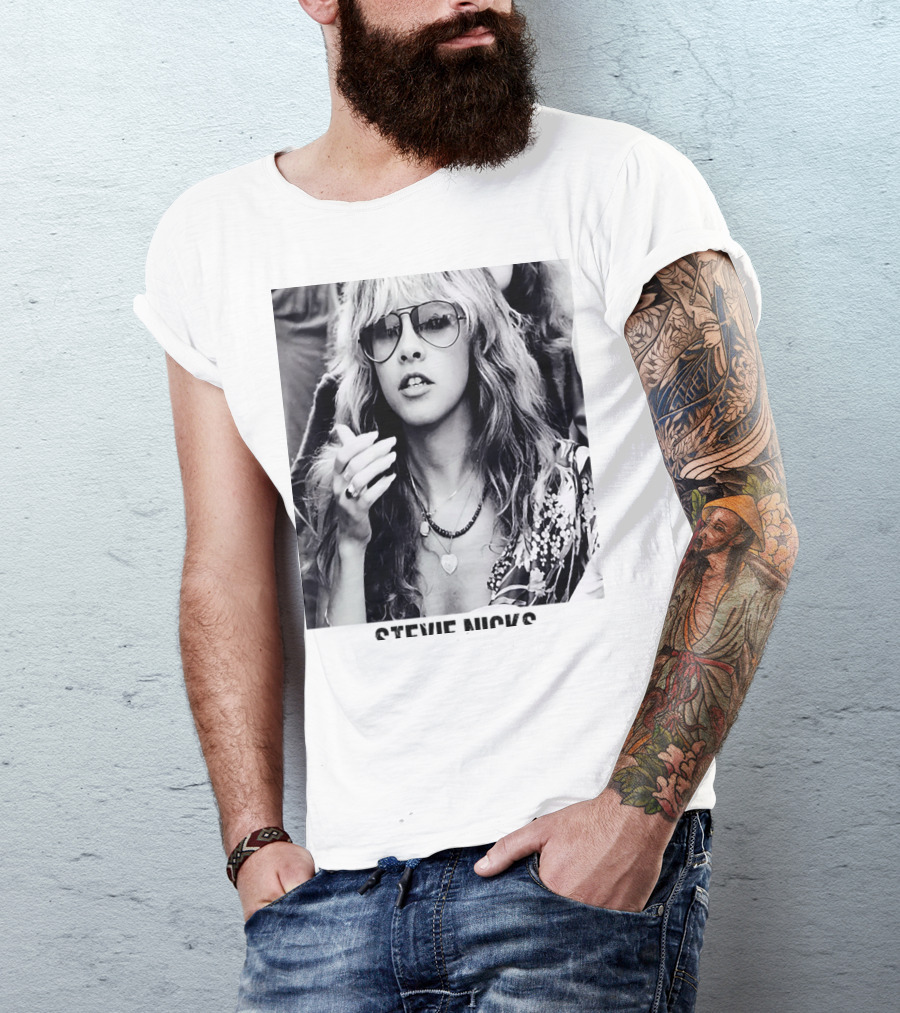 Stevie Nicks Black And White Portrait T-Shirt