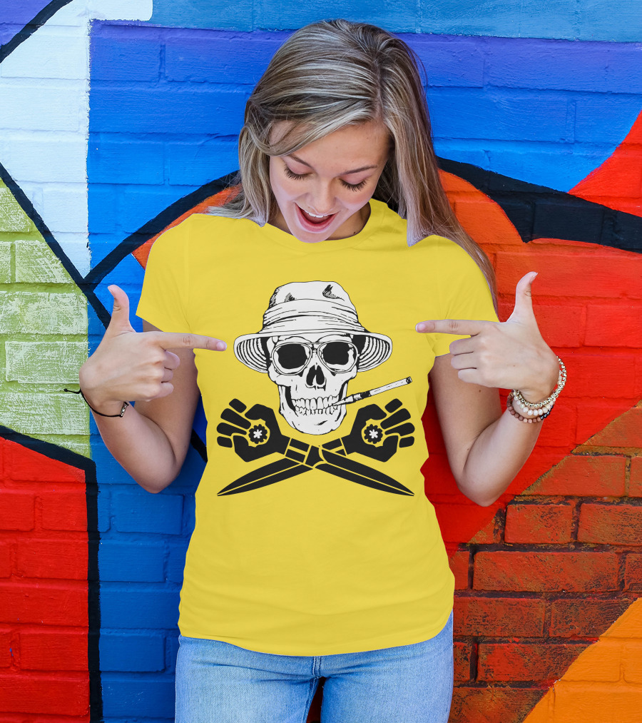 Fear And Loathing Skull With Gonzo Fist And Cigarette T-Shirt