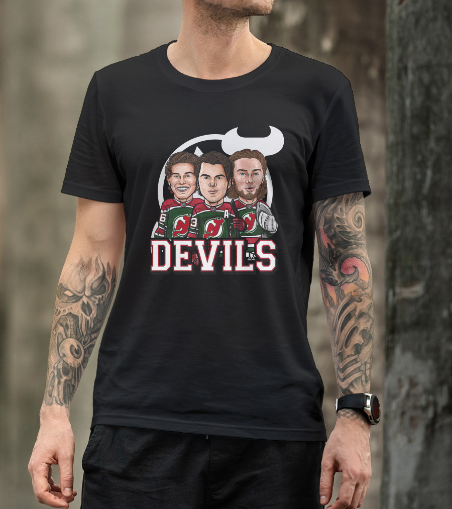 New Jersey Devils Hockey Players Caricature T-Shirt