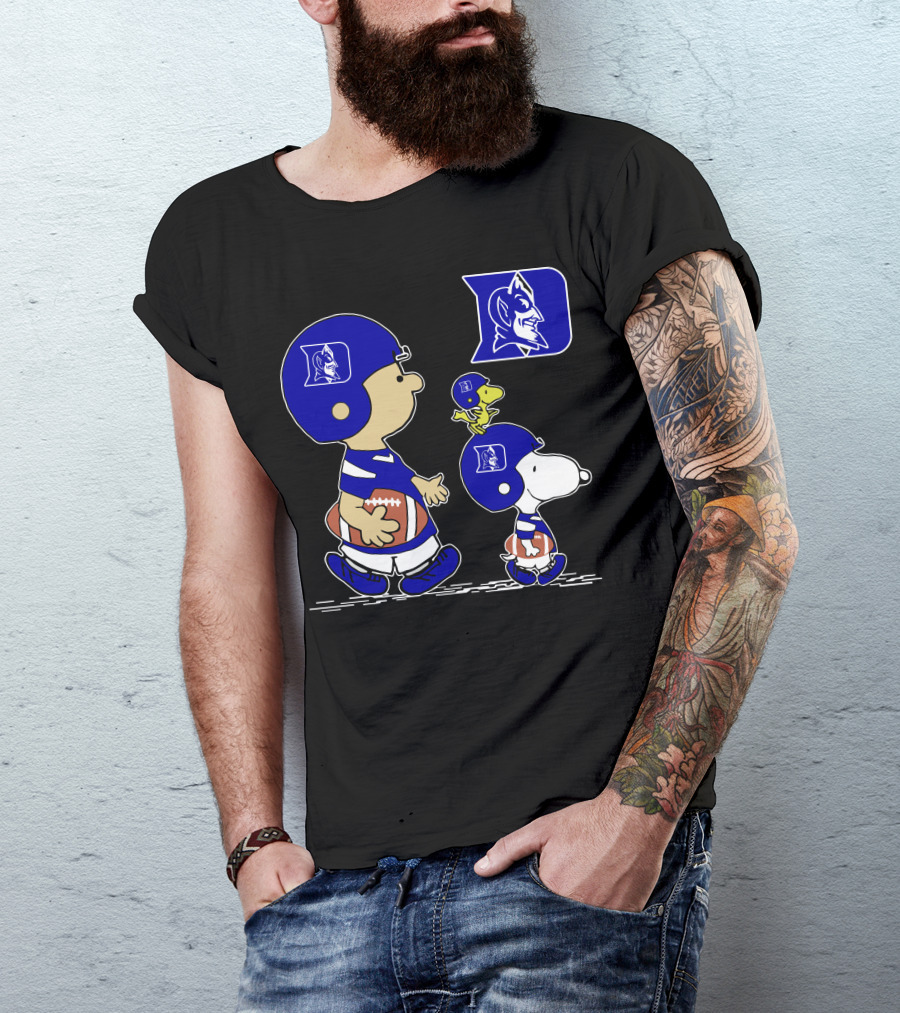 Duke Blue Devils Peanuts Characters Football Helmets T-Shirt