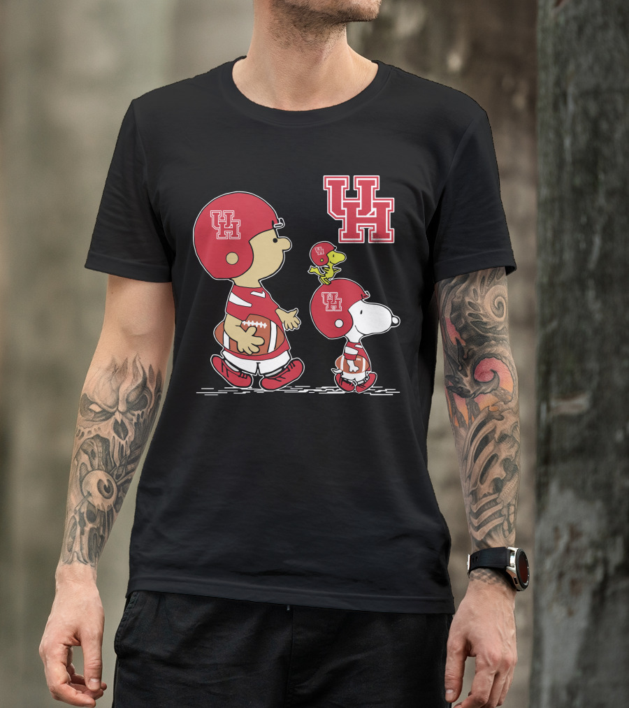 Houston Cougars UH Football Peanuts Characters Collaboration T-Shirt