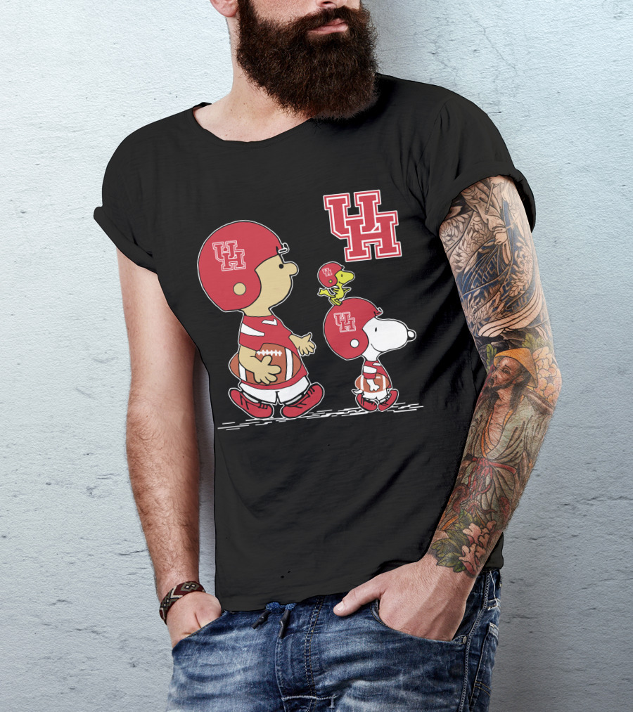 Houston Cougars UH Football Peanuts Characters Collaboration T-Shirt