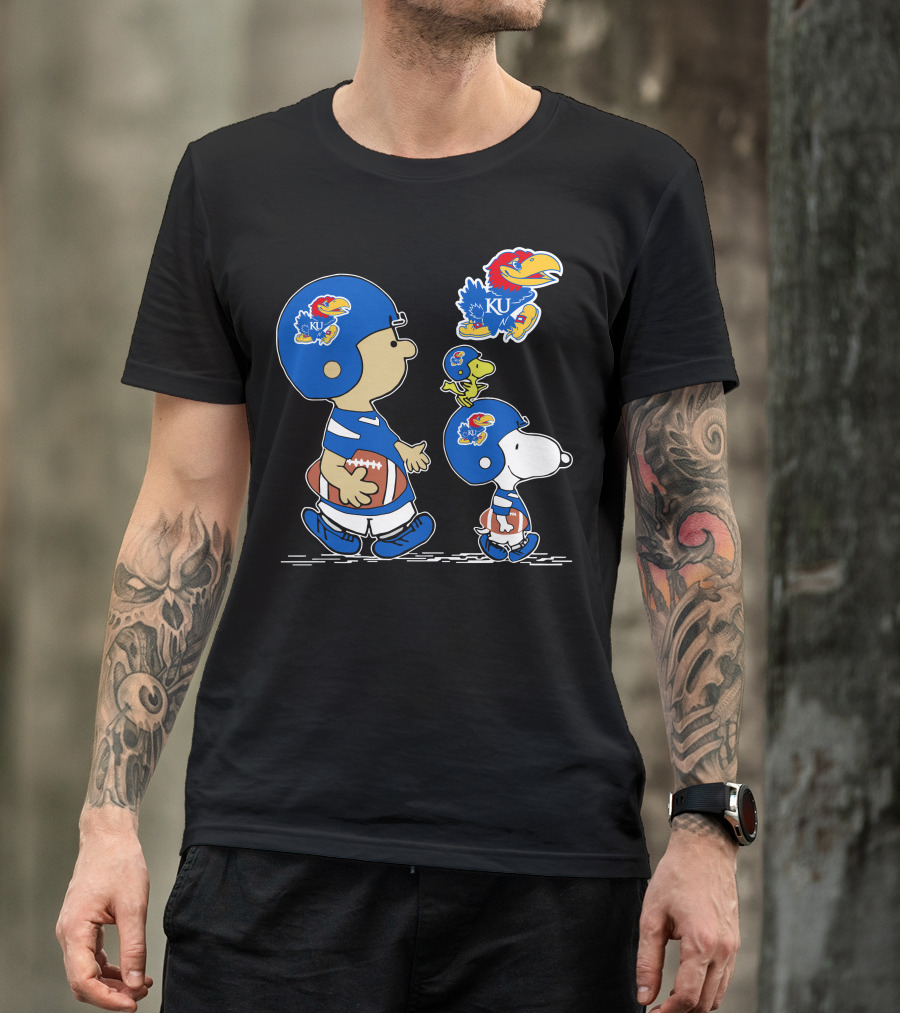 Kansas Jayhawks KU Football Peanuts Characters T-Shirt