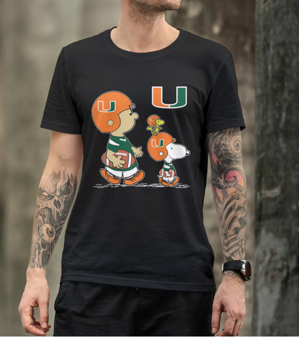 Miami Hurricanes Peanuts Characters Football Helmets Iconic T-Shirt
