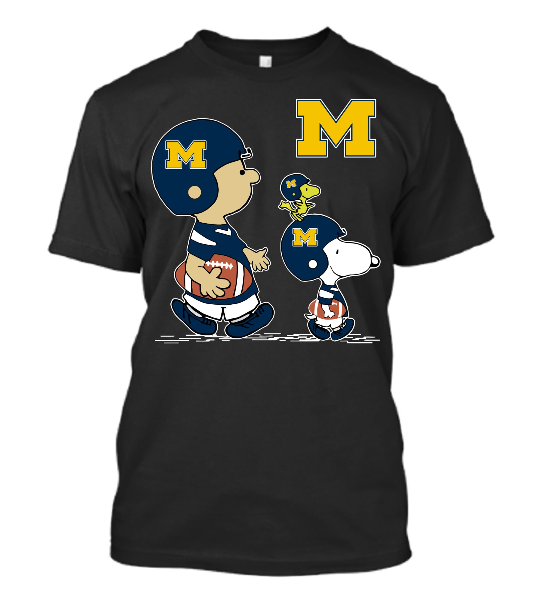 Michigan Wolverines Peanuts Football Characters Charlie Brown Snoopy Woodstock T-Shirt