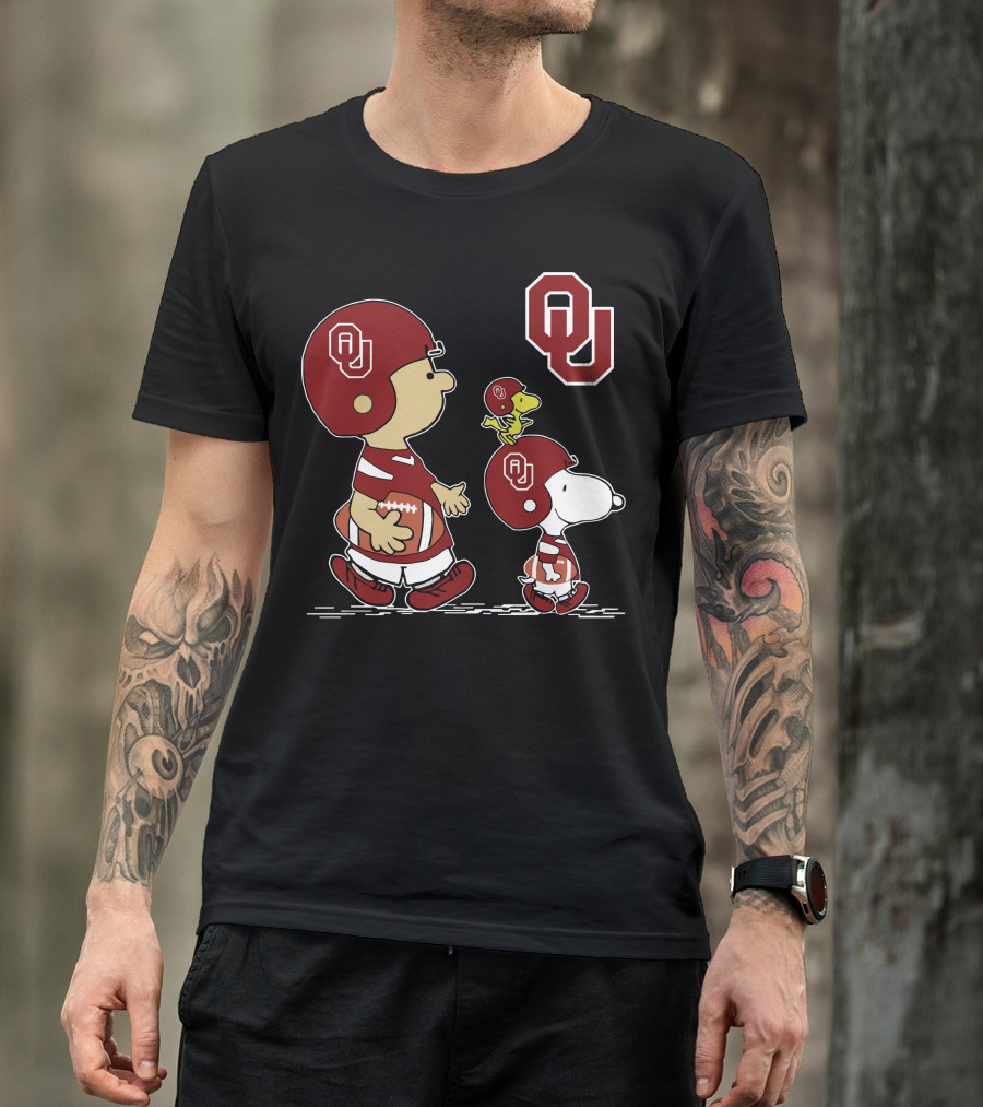 Ou Sooners Football Featuring Peanuts Characters Charlie Brown And Snoopy T-Shirt