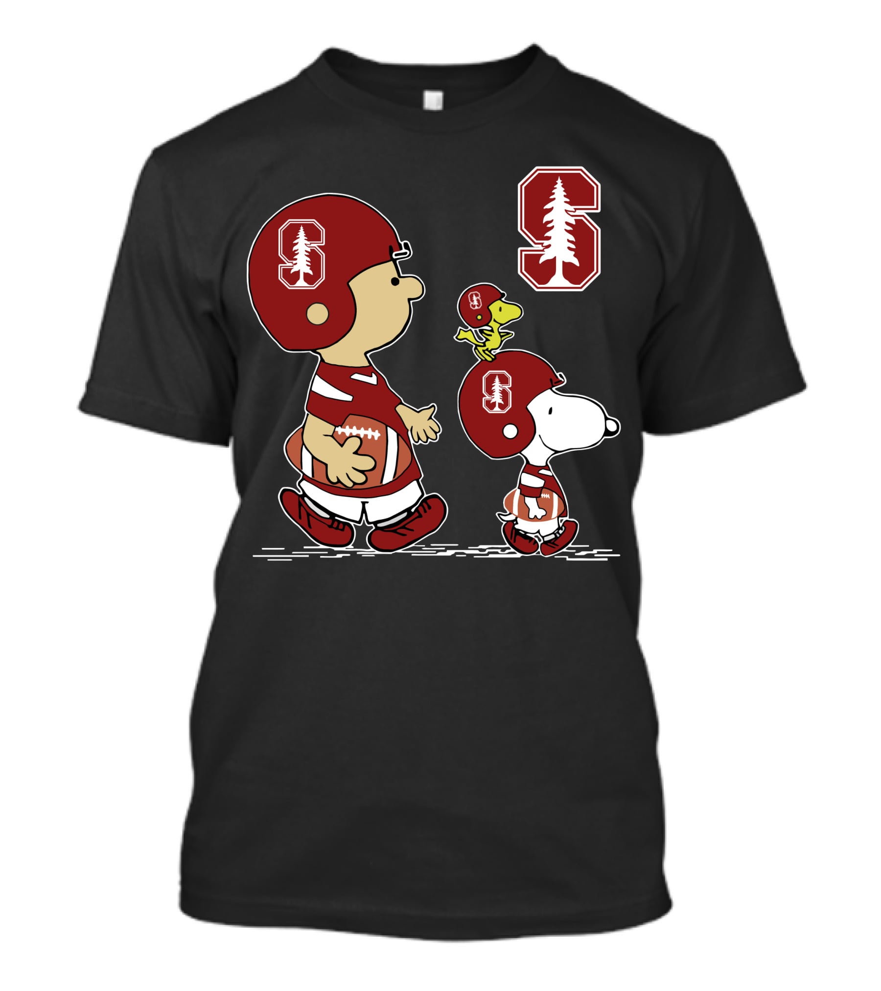 Stanford Cardinal Peanuts Football Characters With Tree T-Shirt