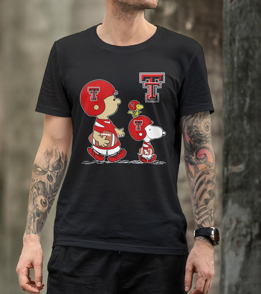 Texas Tech Red Raiders Peanuts Football Characters T-Shirt