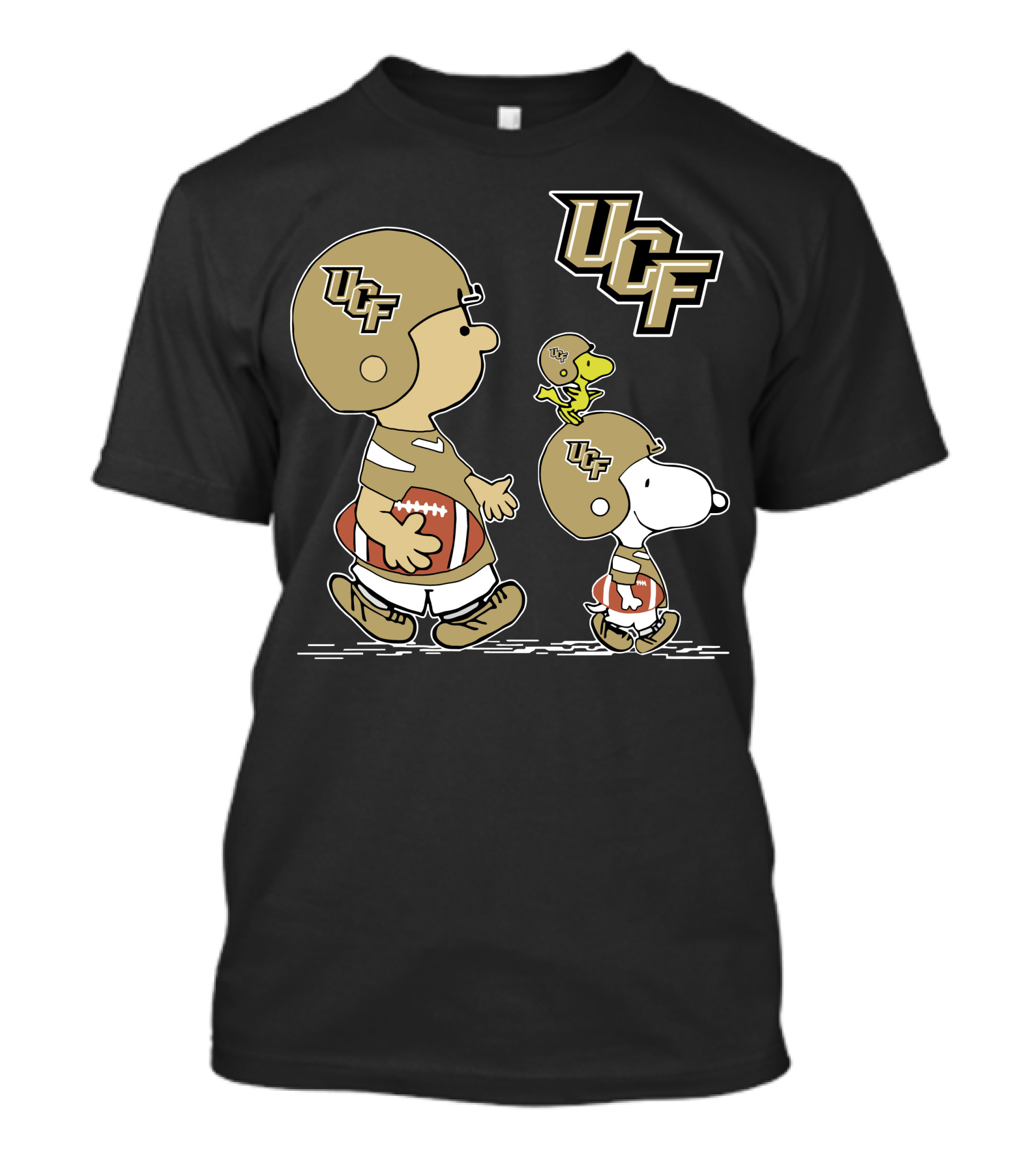 UCF Knights Football Peanuts Characters With Woodstock And Snoopy Helmets T-Shirt