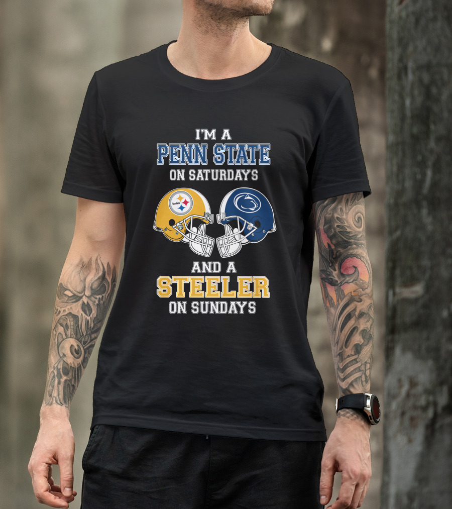 Penn State Saturdays Steelers Sundays Football Helmets T-Shirt