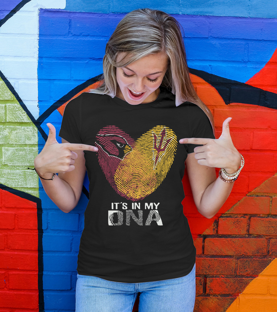 Arizona Cardinals Arizona State It's In My Dna Fingerprint Heart T-Shirt