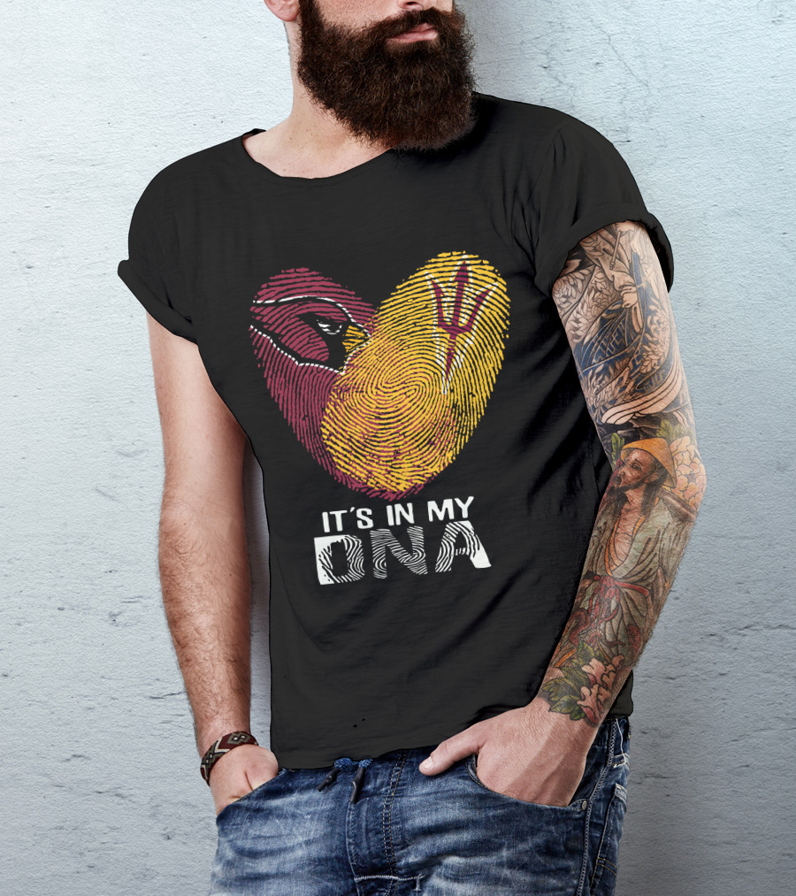 Arizona Cardinals Arizona State It's In My Dna Fingerprint Heart T-Shirt
